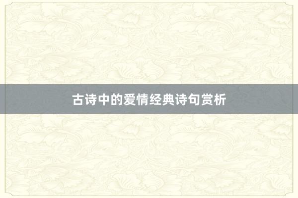 古诗中的爱情经典诗句赏析